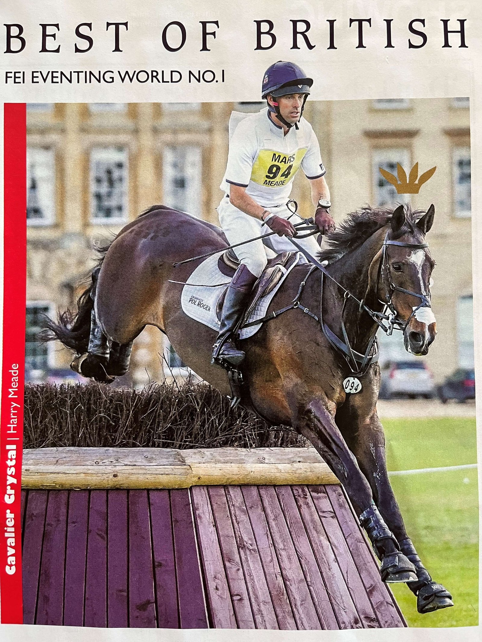 Harry Meade wearing Miranda Theobald Design Winning Colours at Badminton